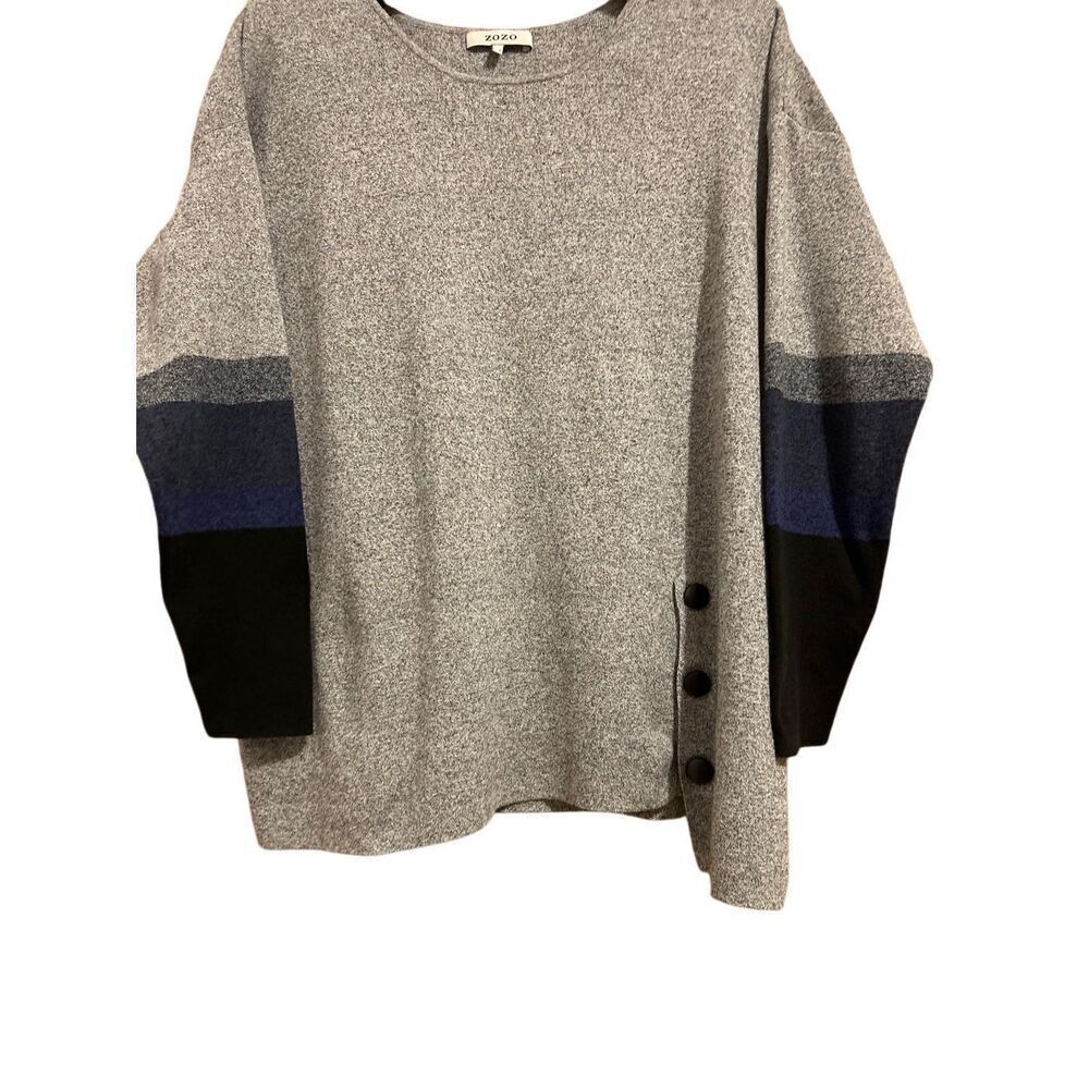 Zozo Women’s Size M Gray Crew 3/4 Lgth Sleeve Tunic Sweater - Picture 5 of 10